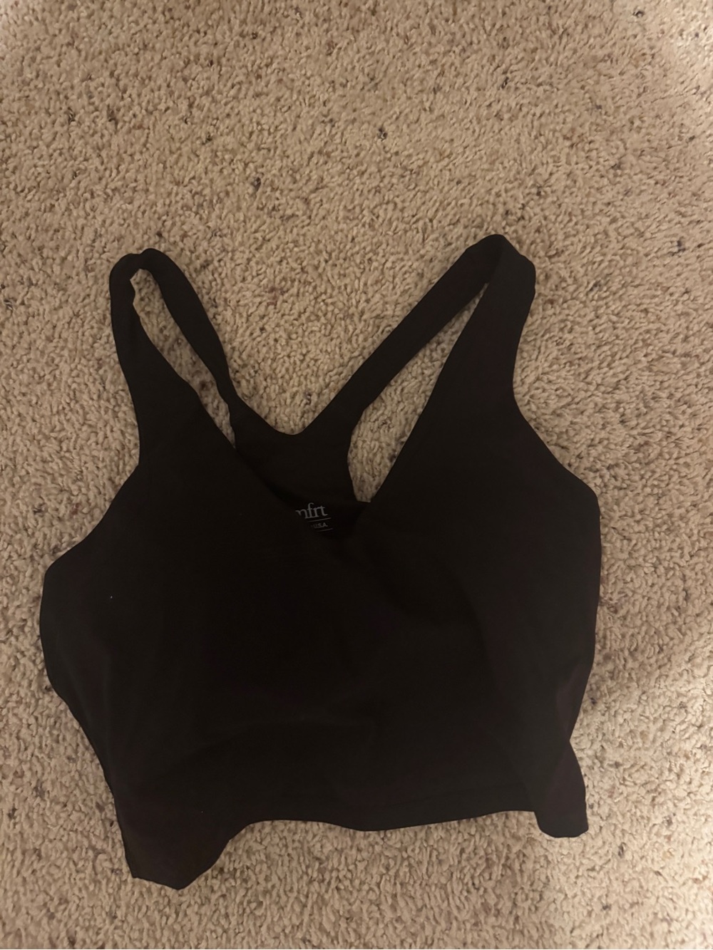Comfrt Black Longline Sports Bra Athletic Crop Top S
